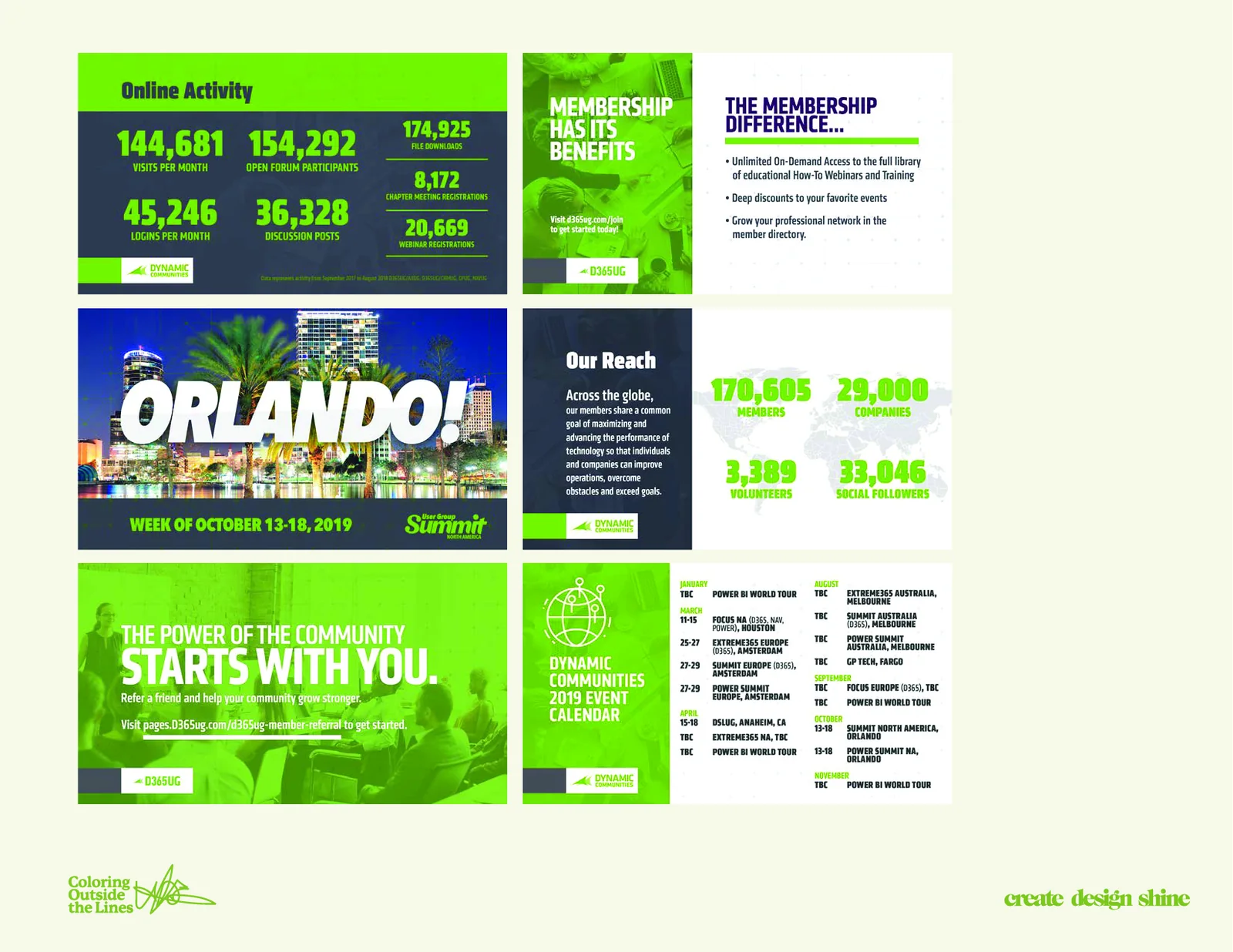 Dynamic Communities event identities, conference materials and environmental graphics
